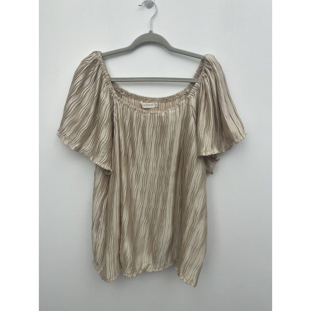 GRACE + EMMA Women’s Top Ivory Blouse Pleated Size XL Square Neck Pullover - Picture 13 of 13